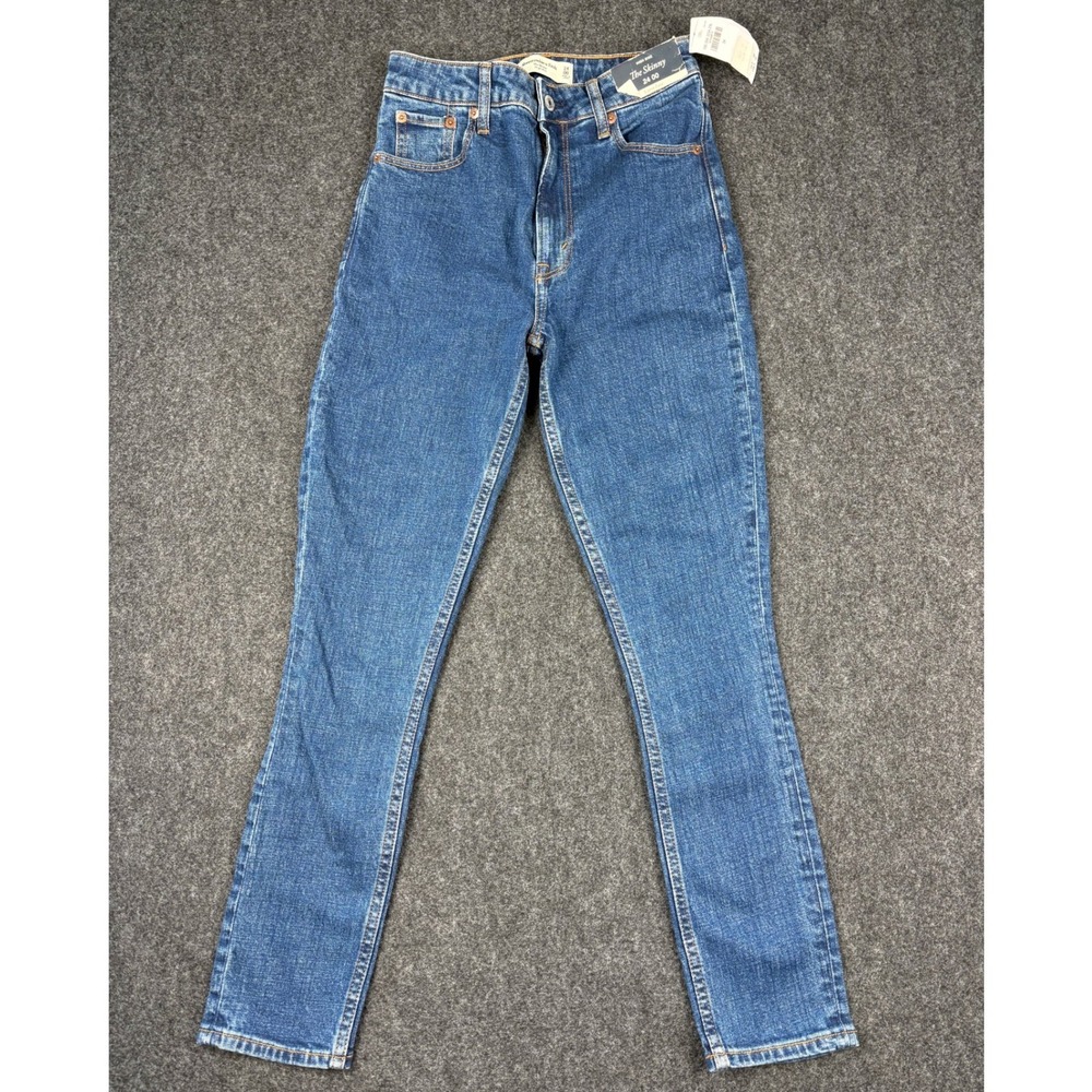 Abercrombie & Fitch Curve Love The Skinny High Rise Jeans Blue 24 00 NEW